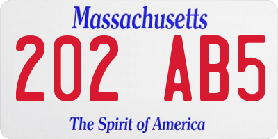 MA license plate 202AB5