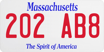 MA license plate 202AB8