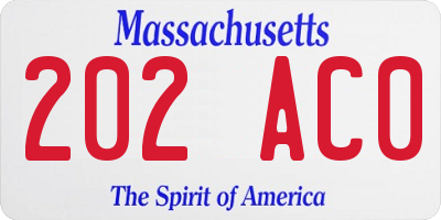 MA license plate 202AC0