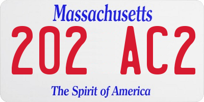 MA license plate 202AC2