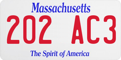 MA license plate 202AC3