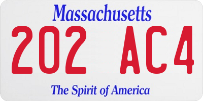 MA license plate 202AC4