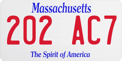 MA license plate 202AC7