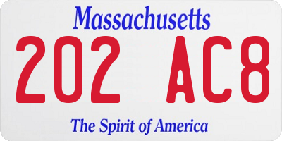 MA license plate 202AC8