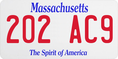 MA license plate 202AC9