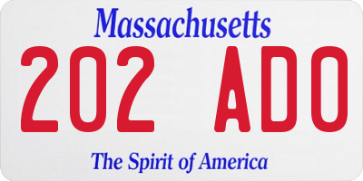 MA license plate 202AD0