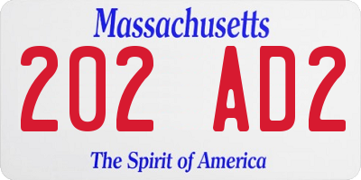MA license plate 202AD2