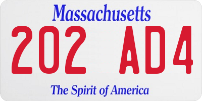MA license plate 202AD4