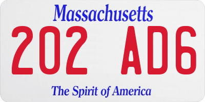 MA license plate 202AD6