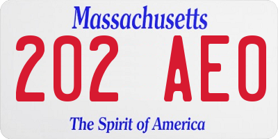 MA license plate 202AE0