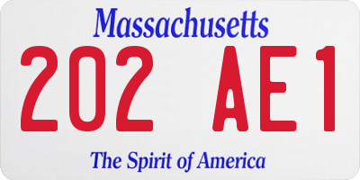 MA license plate 202AE1