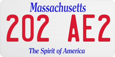 MA license plate 202AE2
