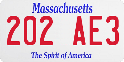 MA license plate 202AE3