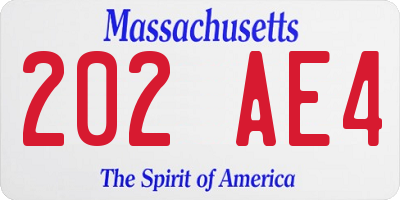 MA license plate 202AE4