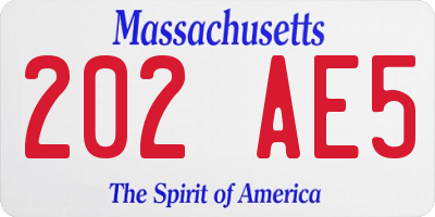 MA license plate 202AE5