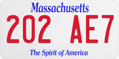 MA license plate 202AE7