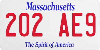 MA license plate 202AE9