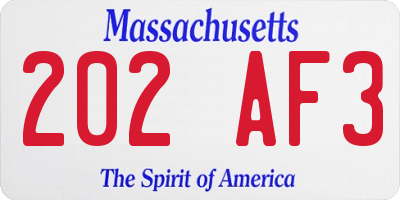 MA license plate 202AF3