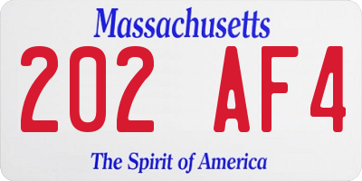 MA license plate 202AF4