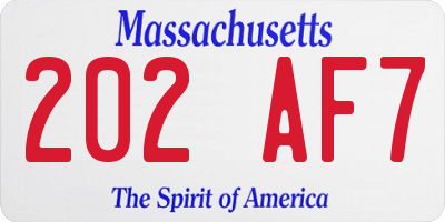 MA license plate 202AF7