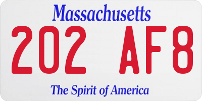 MA license plate 202AF8