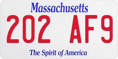 MA license plate 202AF9