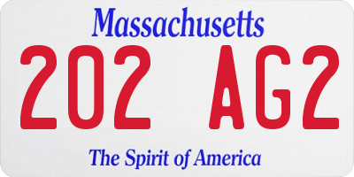 MA license plate 202AG2