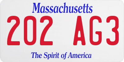 MA license plate 202AG3