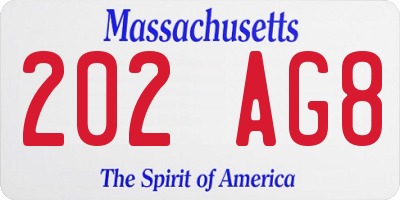 MA license plate 202AG8