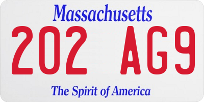 MA license plate 202AG9
