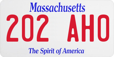 MA license plate 202AH0