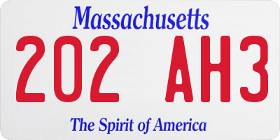 MA license plate 202AH3