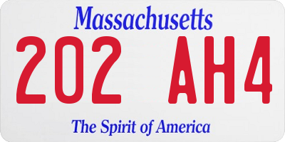 MA license plate 202AH4