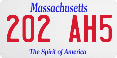 MA license plate 202AH5