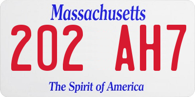 MA license plate 202AH7