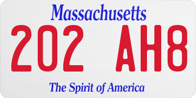 MA license plate 202AH8