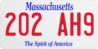 MA license plate 202AH9