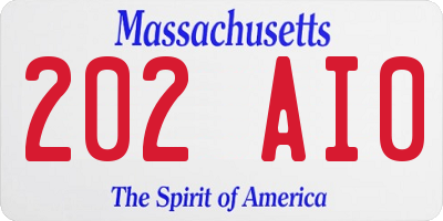 MA license plate 202AI0