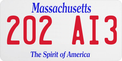 MA license plate 202AI3