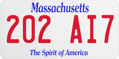 MA license plate 202AI7