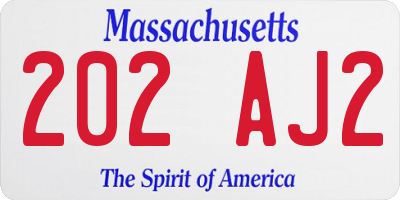 MA license plate 202AJ2