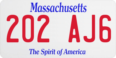 MA license plate 202AJ6