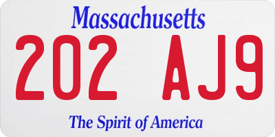 MA license plate 202AJ9