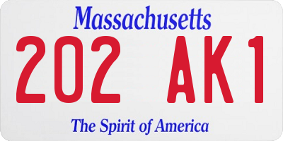MA license plate 202AK1