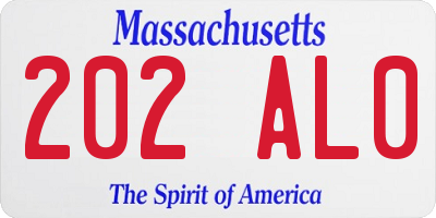 MA license plate 202AL0
