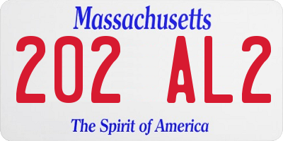 MA license plate 202AL2