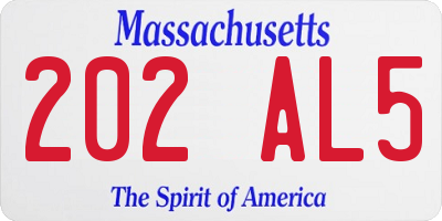 MA license plate 202AL5