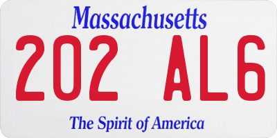 MA license plate 202AL6
