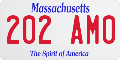 MA license plate 202AM0