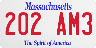 MA license plate 202AM3